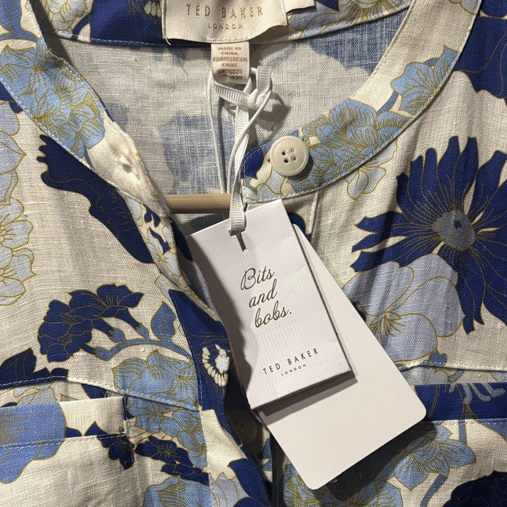 Ted Baker Blue Floral Jumpsuit, NWT, Size 4 (fits size 10-14)/SEE comments - Picture 2 of 6